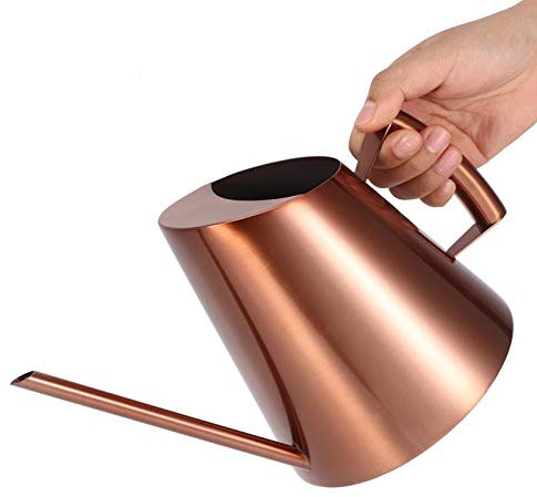Wnvivi Gießkanne aus Edelstahl, Gießkanne für Grüne Pflanzen Im Haushalt, Garten, Gießkanne aus Bronzefarbenem Metall mit Langem Auslauf für Blumen und Pflanzen(900 ml)