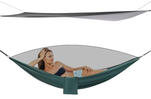 Hängematten mit Moskitonetz Zelt und Regen Fliege Tarp,Camping Hängematte, Hängematte Doppeltes Reißverschluss-Design Ideal für Outdoor-Aktivitäten wie Backpacking Wandern Camping und Reisen