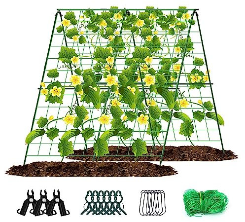 GELIMY Garden Trellis A-Shape Plant Support Stand for Climbing Vegetables Peas Cucumber Beans Fruits and Flowers 160CM Full Set