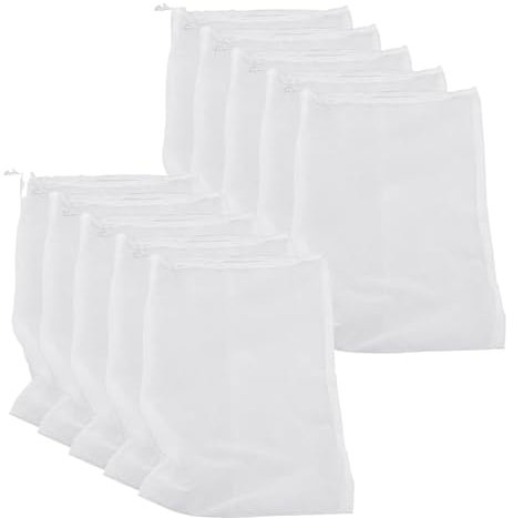 Sac à fromage en tissu - Passoire en tissu à jus de 10 pièces | Sac à lait aux noix de gaze | Sac réutilisable Lait d'amande, filtre polyvalent, gaze en nylon et filtre