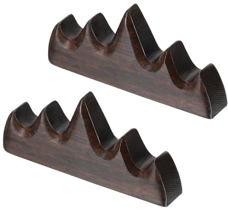 PATIKIL Calligraphy Brush Holder, 2 Pack 4 Ports Solid Wooden Chinese Calligraphy Brush Rest for Writing Painting Pen Brush Rack Holder Tool, Black