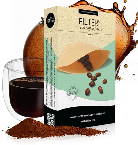 inum® - Lot de 100 filtres à café n° 4 - Marron - Certifié FSC - Pour machine à café en poudre - Compatible avec les machines à café de taille 4 (20)