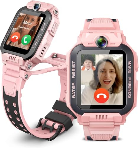 imoo Z7 Kids Smart Watch,GPS Tracker,Video Voice Call,Dual Flip Camera Pink | Kids Smart Watches for Girls,2+5MP Camera,4G,AI Scanner,IPX8 Swimming Water-Resistance,Class Mode,Family Chat,Add Friends,SOS