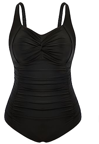 Hanna Nikole Damen Große Größen Einteiliger Badeanzug Bauchweg Bademode Swimsuit V-Ausschnitt Ruched Monokinis