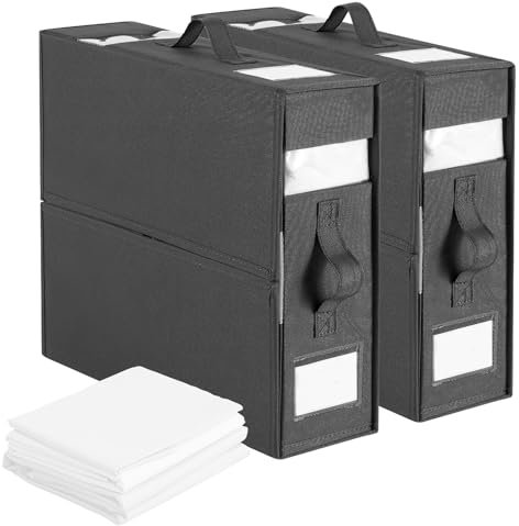 Organisateur de linge de lit, sac de rangement avec cadre de marquage, organisateur en lin de grande capacité, convient pour ranger draps, vêtements, taies d'oreiller, couvertures (noir)