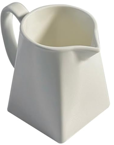 MAGICLULU Pot à Lait en Céramique Thé pour Café Design Minimaliste Élégant et 230ml Blanc Bec Verseur Facile Service de Sauce à Domicile