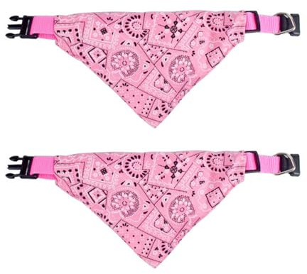 Ling & Bai Hundehalstuch-Halsband, verstellbar, Boho-Haustier-Lätzchen, Schal, Kostümzubehör für kleine, mittelgroße und große Haustiere, Rosa, Größe M, 2 Stück