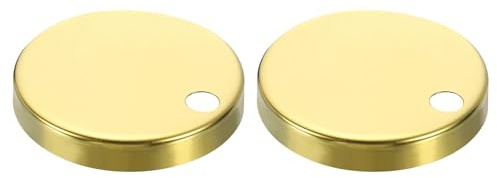 sourcing map 2Pcs Toilet Seat Hinge Cover, 60mm Stainless Steel Toilet Pan Top Fixing Decorative Covers, Toilet Seat Hinge Fixings Covers Toilet Hardware, Gold