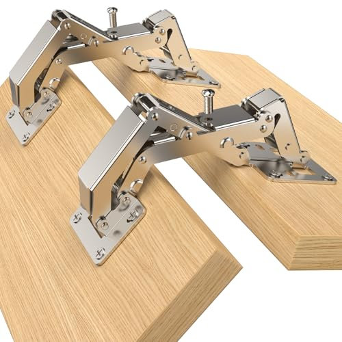 Furniware 2 Pack 170 Degree Soft Close Cabinet Hinges, Slow Smooth Frameless, Hidden Concealed Door Hardware, Surface Mount, Lid Support Trap Door, Self Closing for Kitchen Cupboard Lazy Susan Corner