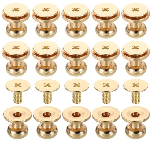 sourcing map 15 tornillos de cabeza de bola de latón, 7 mm, tope de correa de botón de remache de pezón para manualidades de cuero, tono dorado