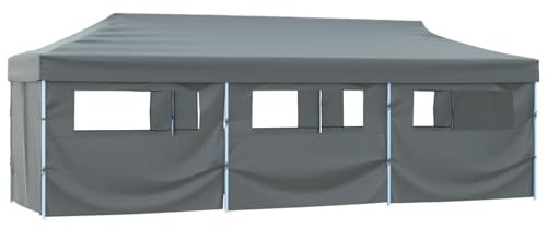 Xichuzi Faltzelt Partyzelt Pop-Up mit 8 Seitenwänden 3x9 m Anthrazit, Pavillon, Faltpavillon, Canopy, Gartenpavillon, Rennzelt, Partyzelt, Arbeitszelt, Canopy Tent - 44982