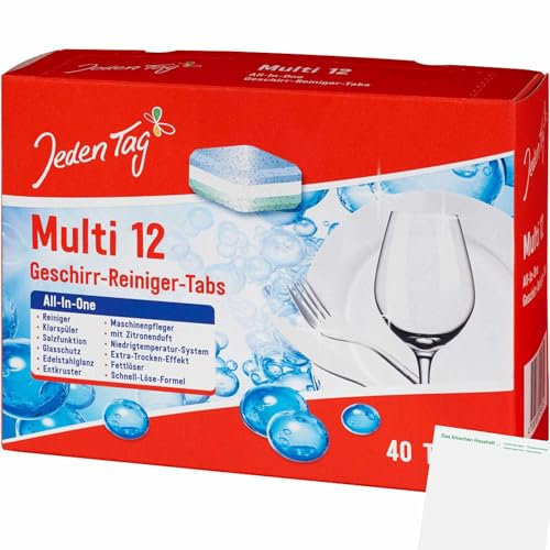usy Bundle für Jeden Tag Geschirr-Reiniger Tabs All in One Multi 12 (40Tabs Packung) + usy Block