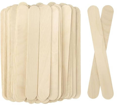 WISYOK Jumbo trä-ispinnar 90 st breda träspatlar träpinnar träpinnar träspatlar för hantverk för kosmetika, vaxning, hantverk – 20 x 2,4 x 0,15 cm