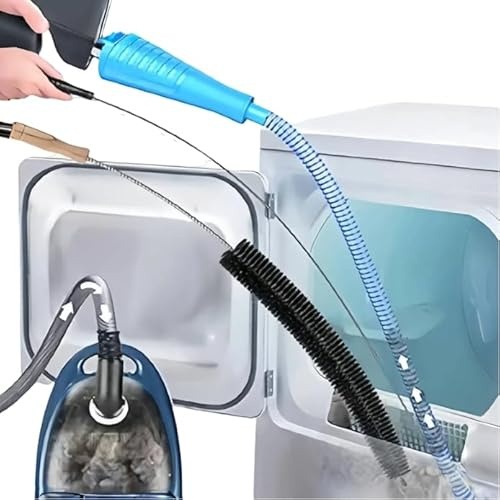 HUA JET 2-Pack Universal Dryer Vent Cleaner Kit Lint Vacuum Attachment & Lint Remover Brush for Power Washer and Dryer Vent Hose Replacement Parts (clear)