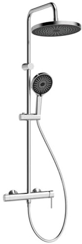 Columna de Ducha termostatico baño con grifo rociador monomando alcachofa de ducha cabezal altura ajustable efecto de Lluvia cromado de acero inoxidable chuveiro de ducha completo shower head de 25cm