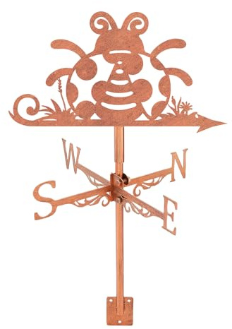 SUPERDANT Ladybug Weather Vane Cute Insect Metal Weathervane Copper Windvanes Decorative Wind Direction Vanes Signs for Farmhouse Sheds Outdoor Garden Lawn Roof Paddock Decoration