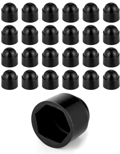 DOJA Barcelona Tapones Hexagonales para Tornillos - Pack 25 de M8 - Color Negro - Fácil Instalación - Tapones Plastico Tornillos Resistentes - Tapas Protectoras Hexagonales, Ajuste Ideal, Estética