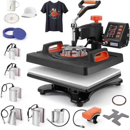 Garvee Presse à Chaud 11 en 1 38x30cm, Machine Transfert De Chaleur pour Design Sublimation Thermique Chapeau t-Shirt Mug