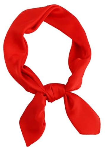 Damen Seidentuch Leicht Eleganter Seidenschal Halstuch Bandana Kopftuch Vielseitiges Tuch für Alltag, Büro, Reisen (Rot)