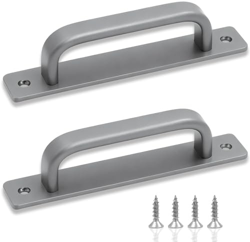 ATTEEFI 2 Stück Schiebetür Griff, Grau Küchen Griffe, 180 mm Scheunentorgriff, Aluminiumlegierung, mit 4 Schrauben, für Schiebetüren, Schränke, Balkontüren