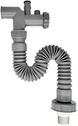URPIZY Tubo di scarico regolabile per lavello da cucina, tubo di scarico flessibile ad alta capacità di flusso, materiale PP, grigio, 88 cm estensibile