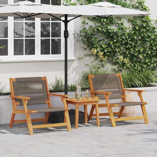 Frdhee Terrassenstuhl Bistrostuhl Campingstuhl,Gartenstühle mit Tisch 3 pcs Grau 45 x 45 x 40 cm,Für Balkon Terrasse,Pflegeleicht,Einfach Einzurichten