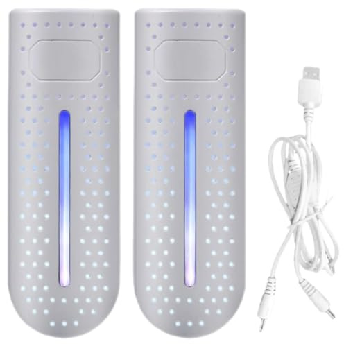 Healeved Sèche-chaussures Fonction Chauffante et Désodorisante Blanc Électrique Portable en Abs Minuterie Intelligente USB Lumière Violette pour Usage en Dortoir ou Hôtel