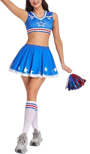 Hezudiay Girls Cheerleading Outfit,Elastic Colorful Sexy Fancy Dress - Women Cosplay Cheer Uniform | for Wife Girlfriend Girls Youth Teens Daughter
