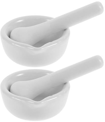 NOLITOY Mortero de Porcelana 60 Mm con Mano de Mortero, Juego 2 Piezas para Triturar Hierbas y Medicamentos, Utensilio Manual para Cocina y Laboratorio, Accesorio para Estilo Aleatorio