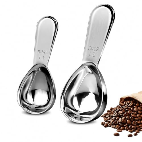 2PCS Cuillère Doseuse à Café de 15ml&30ml, Cuillere Doseur Durable, Doseur à Café Précis, Ensemble de Cuillères Doseuses pour Café, Thé et Épices, Manche Ergonomique, Lavable au Lave-Vaisselle