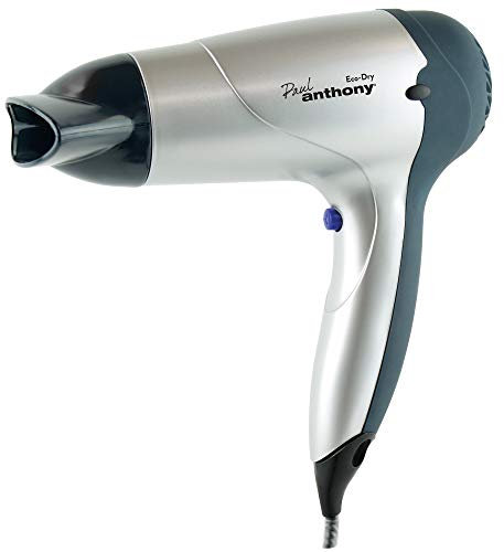 Paul Anthony Eco-Dry 1600w Hair Dryer / 3 Heat Settings / 3 Speed Settings/Concentrator Nozzle/Safety Cut-Off/DC Motor - Silver - H1316