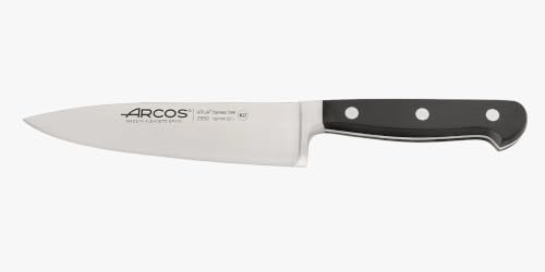 Arcos Kochmesser Professionell - Geschmiedete Edelstahlklinge 160 mm - Robuster POM-Griff Schwarz - Klassische Serie | Geschmiedete Klinge, robuster POM-Griff. Professionelles Kochmesser für die tägliche Küche.