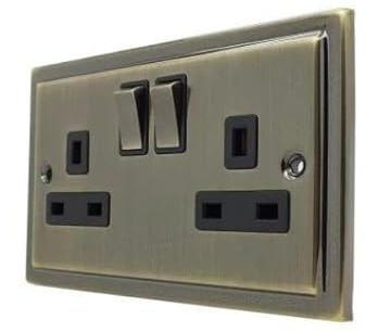 Antique Brass 2Gang Plug Socket (Regency) R07AB