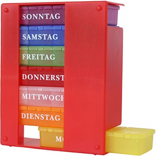 kda Medikamentendosierer TAB 7 Plus | Pillenbox, Tablettendose, Tabletten Schachtel | 7 Tage mit je 4 Tageszeiten