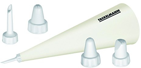 FM Professional 21507 Poche à douille en coton avec 4 douilles plastique, poche a douille, poche a douille patisserie, poche à douille professionnelle réutilisable, Coton, Plastique, 30 x 19 cm