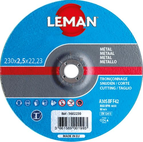 Leman - 10 disques à tronçonner métal à moyeu plat - D. 300 x Al. 20 x Ep. 3,8 mm - 1604301 - Leman