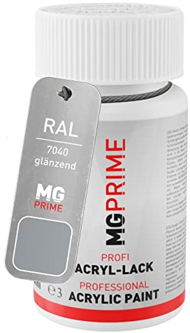 MG PRIME RAL 7040 Fenstergrau/Window grey glänzend Lackstift | Lackfläschchen mit Pinsel, 50 ml, schnelltrocknend