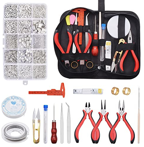 Zalava Kit per la creazione di gioielli, set di 14 attrezzi per la riparazione di braccialetti, orecchini, fai da te, ecc.