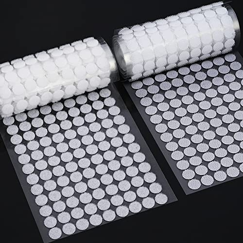 Goldge - Confezione da 1080 paia di ganci e strisce adesive a punti, 10 mm, ganci e fibbie autoadesivi, autoadesivi, puntini posteriori e angoli (bianco)