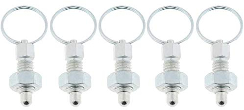 POFET 5pcs Stainless Steel Non Lock-Out Indexing Plunger with Pull Ring M6