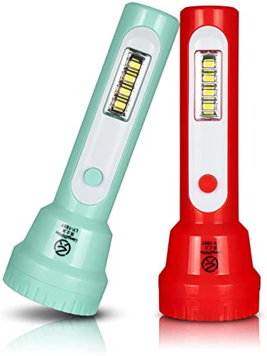 Tokeyla 2 Pack Rechargeable Kids Flashlight,Portable Flashlight with COB LED,Lightweight and Bright Flashlights for Kids EDC Flashlight for Toddler School Children's Kids Camping(Middle)