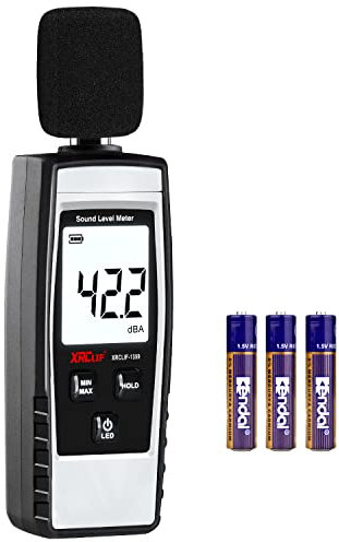 Digital Sound Level Meter Hand-held Sound dB Meter with Programmable Alarm Value Function, 30-130dB(A) Decibel Sound Noise Meter Tester Measurement with LCD Dispaly, Max/Min/Hold Function Gray
