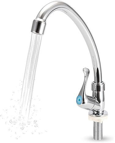 Einhebel-Einloch-Wasserhahn, Hochbogen-Kaltwasser-Spültischhahn mit Kunststoff-Auslassdüse Kaltwasserhahn für Küche Badezimmer Garten