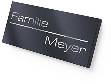 Graviers, targhetta per il nome in acciaio inox con incisione in RAL7016, cassetta delle lettere con nome per la porta di casa, autoadesiva o fori – Targa per porta, campanello 8,5 x 3 cm