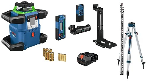 BOSCH GRL4000-90CHVK-S REVOLVE 18V Connected Green-Beam Self-Leveling Horizontal/Vertical Rotary Laser Kit, Includes Tripod, Grade Rod, Receiver, Battery Adapter, Carrying Case, & Accessories