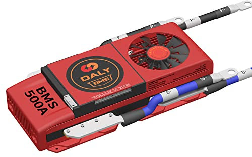 DALY Smart BMS mit drahtloser Bluetooth-Steuerung SOC UART RS485 CAN-Lüfter 10S 36V 500A Lithium-Eisen-Phosphat-Li-Ion-Batterie-Schutzplatine mit Ausgleichsleitungen Drähte Temperatursensor BMS 36V