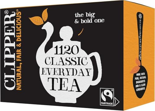 Clipper Organic Fairtrade Everyday Black Tea 1 x 1,120 Teabags | Organic Fairtrade Black Tea, Bulk Catering Pack, Natural, Unbleached & Biodegradable Sustainable Teabags