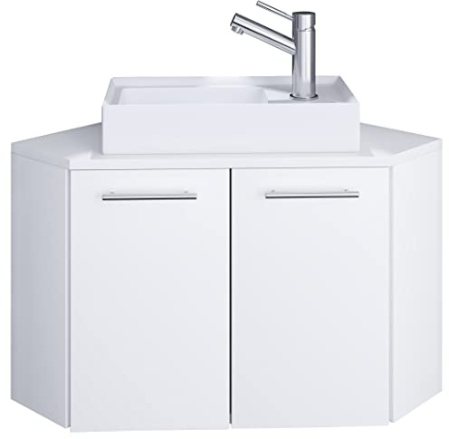 VCM Conjunto de Muebles de baño de 2 Piezas WC para Invitados Lavabo esquinero pequeño Vilosa Conjunto de Muebles de baño de 2 Piezas WC para Invitados Lavabo esquinero pequeño Vilosa