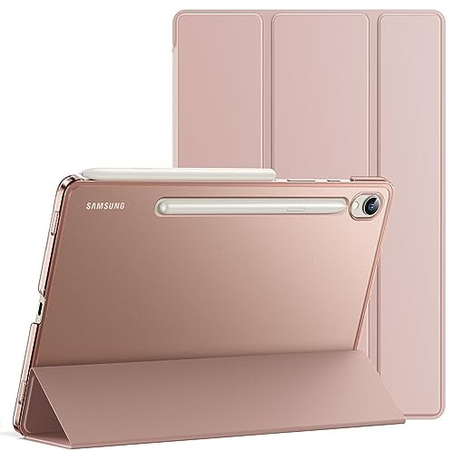 JETech Hülle für Samsung Galaxy Tab S9 11 Zoll, Dünn Transluzent Rückseite Tri-Fold Folio Ständer Tablet Schutzhülle, Unterstützung S Pen Aufladung (Roségold)
