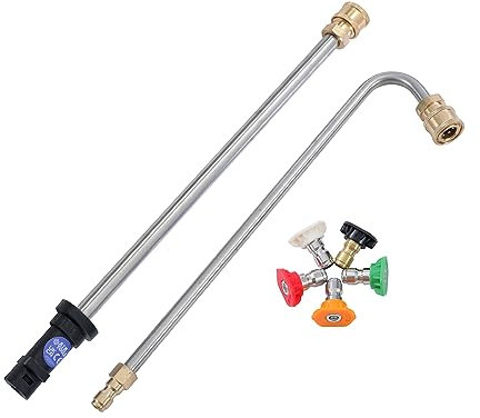 Aim Tools Pressure Washer Lance Extension Wand Compatible with Karcher K2 K3 K4 K5 K6 K7 K Series, Underchassis Angled Spray Wash Lance with 5 Nozzle Tips, Gutter Rod Cleaner Attachment
